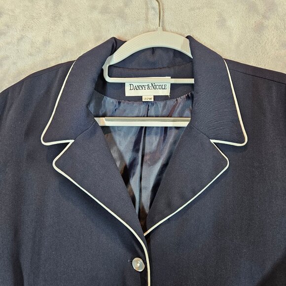 Danny & Nicole Womens 22W Navy Pant Suit Set Career office retro elastic waist - Picture 12 of 16